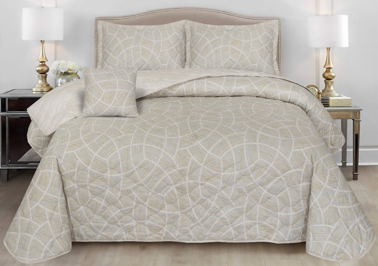 HC-72235336-B0010 Bed Set 5 Pieces (2 Pillows, 1 Cushion, 1 Bedsheet, 1 Quilt with cover)