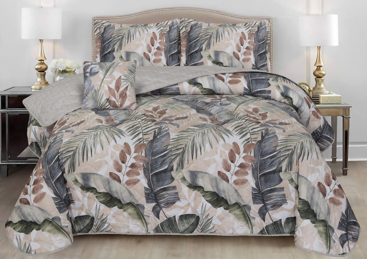 HC-72235336-B0012 Bed Set 5 Pieces (2 Pillows, 1 Cushion, 1 Bedsheet, 1 Quilt with cover)